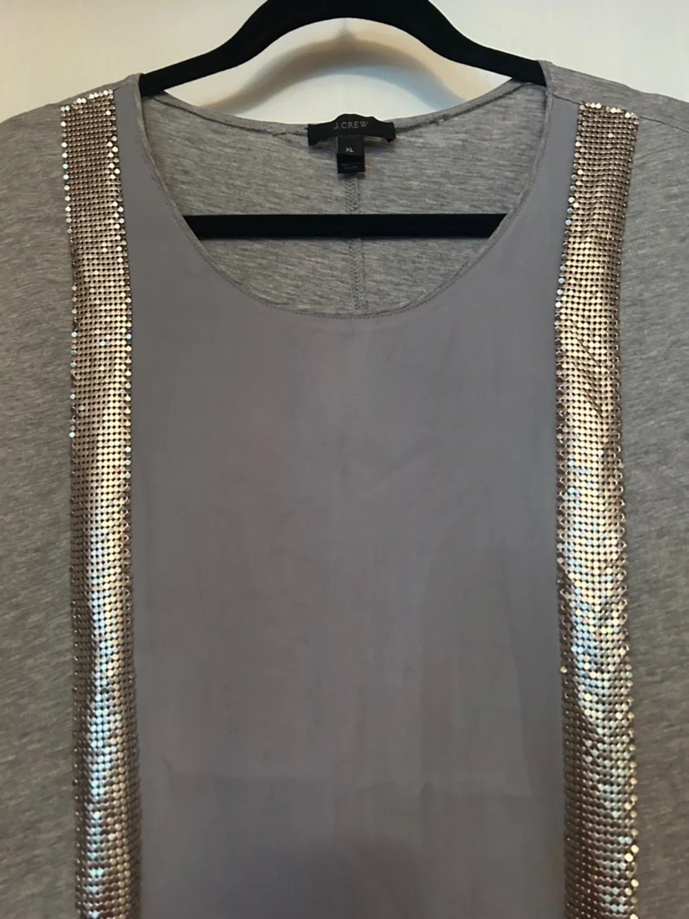 J. Crew Tank Top XL Gray Old Money Mixed Media Quiet Luxury Vintage Glam Career